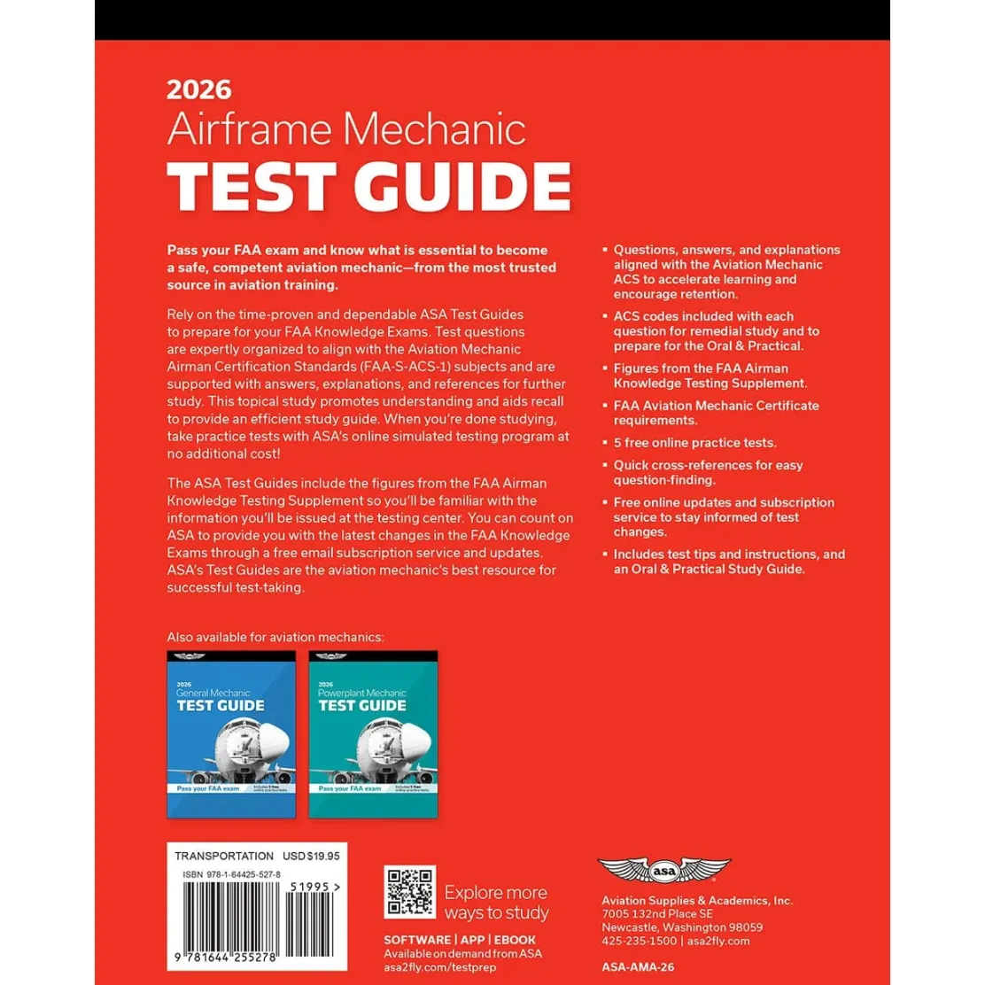ASA 2026 AMT Airframe Test Guide with Unlimited Practice Bundle (Book, Download, Online)