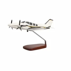 Beechcraft Baron G58 (Yellow/Black) Large Mahogany Model