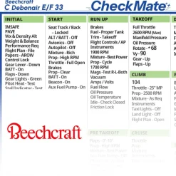 Beechcraft Bonanza CEF 33 Checkmate+ Standard Size Comprehensive Pilot Checklist (Modernized and Updated)