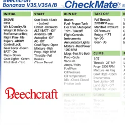 Beechcraft Bonanza V35 Checkmate+ Standard Size Comprehensive Pilot Checklist (Modernized and Updated)