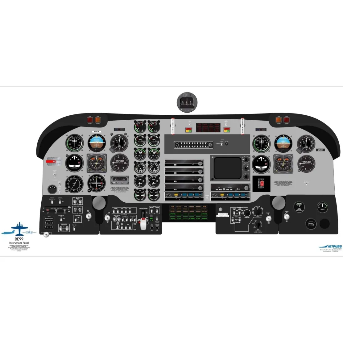 Beechcraft 18" x 36" Cockpit Posters for Pilot Training