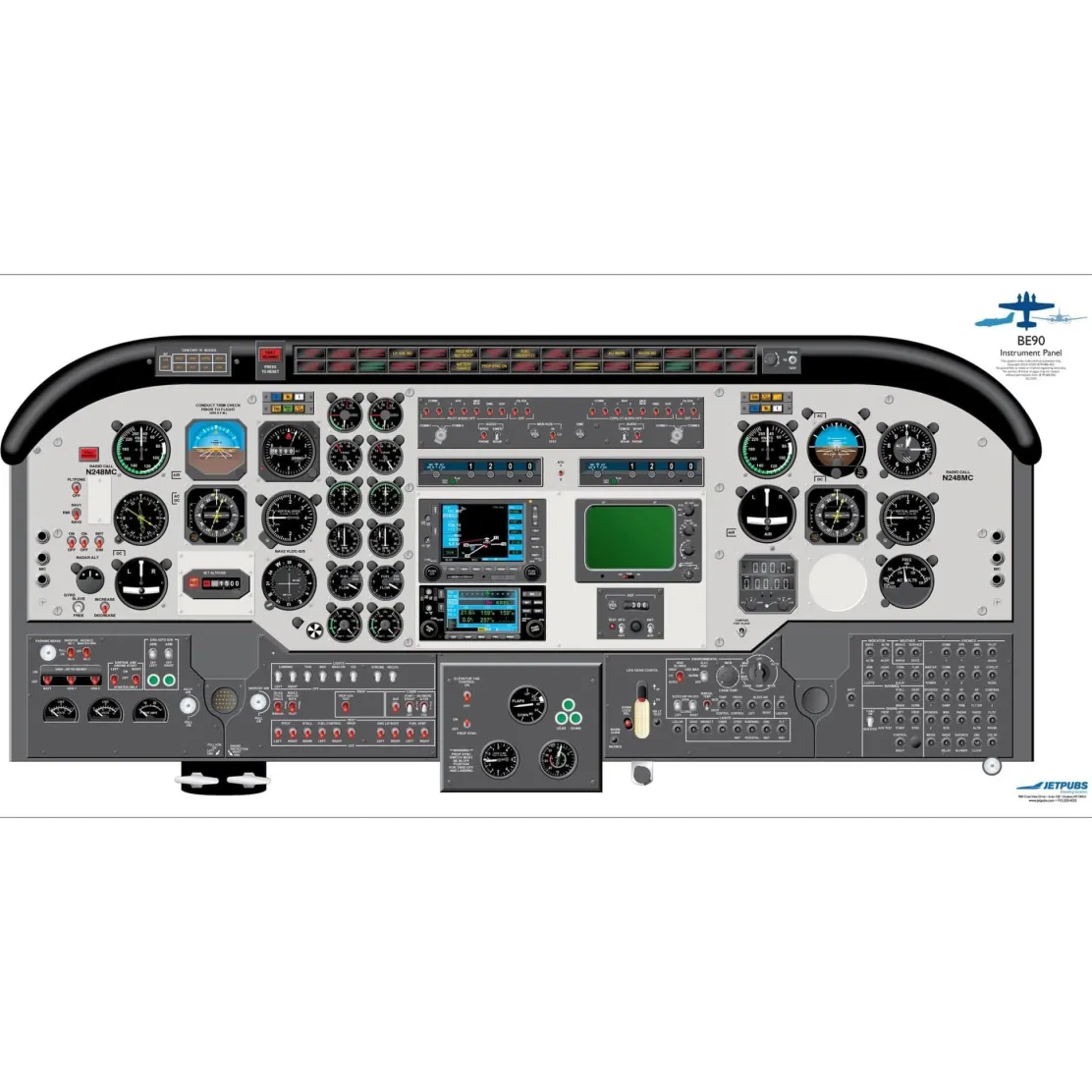 Beechcraft 18" x 36" Cockpit Posters for Pilot Training