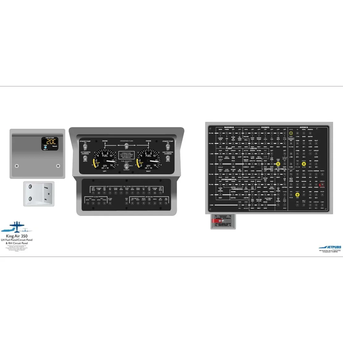Beechcraft 18" x 36" Cockpit Posters for Pilot Training