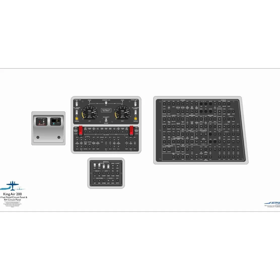 Beechcraft 18" x 36" Cockpit Posters for Pilot Training