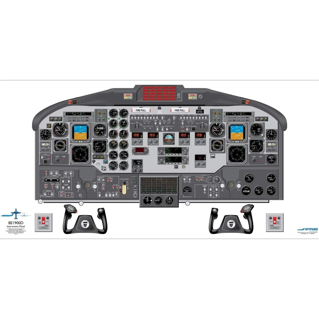 Beechcraft 18" x 36" Cockpit Posters for Pilot Training