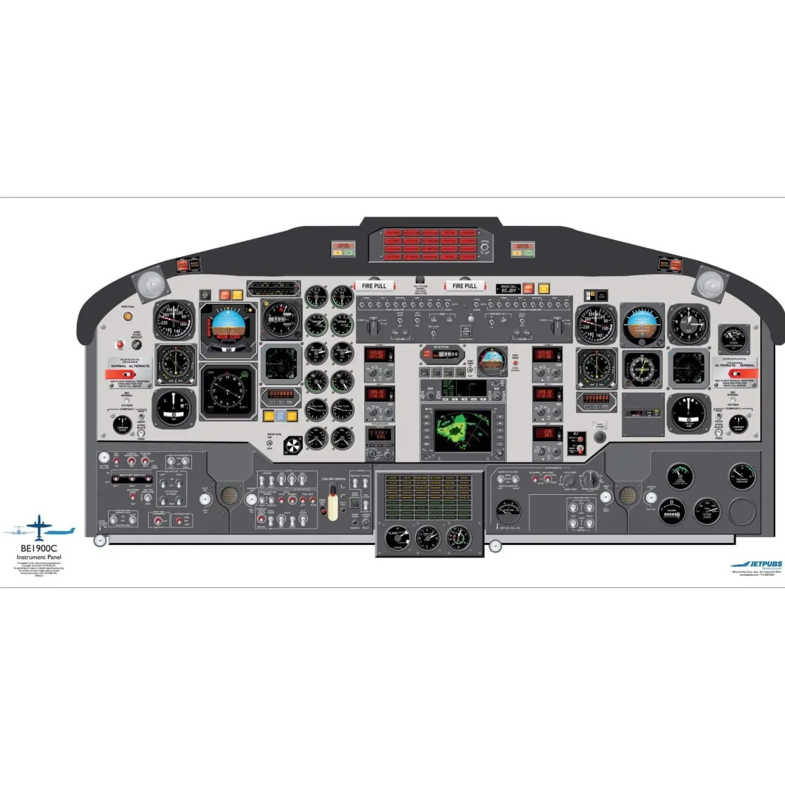Beechcraft 18" x 36" Cockpit Posters for Pilot Training