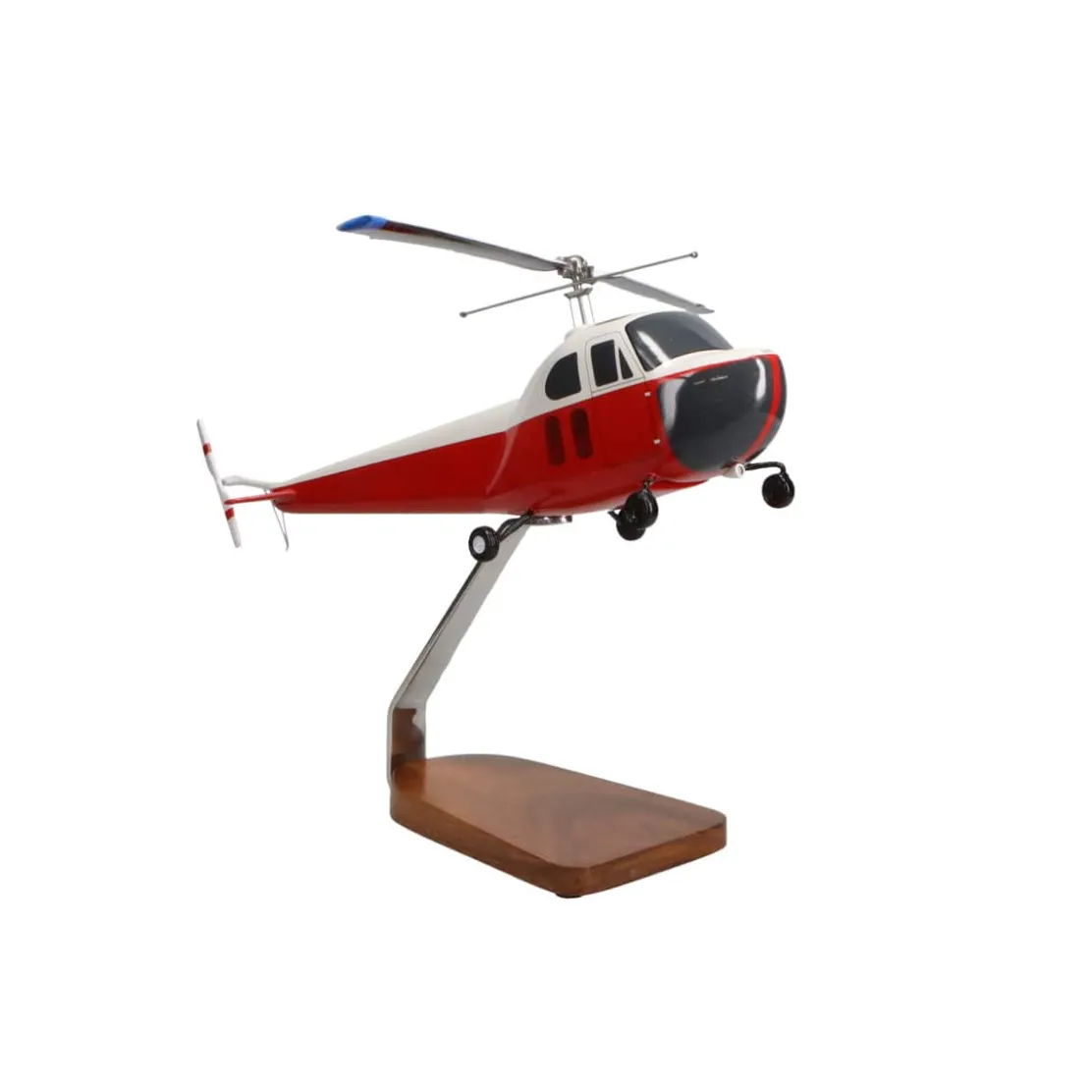 Bell 47B Vintage Closed-Cabin Large Mahogany Helicopter Model
