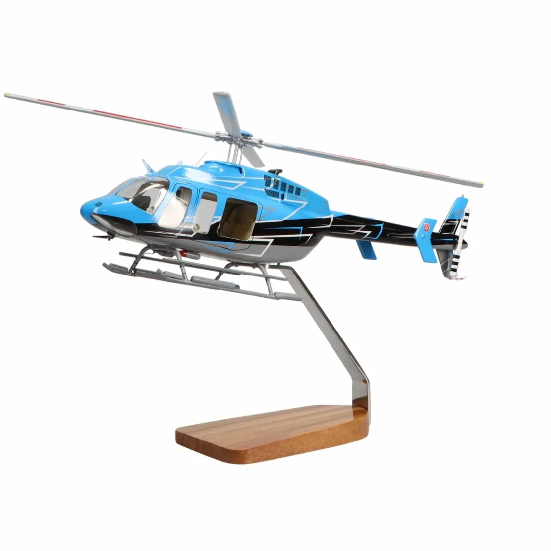 Bell 407 Clear Canopy Large Mahogany Model