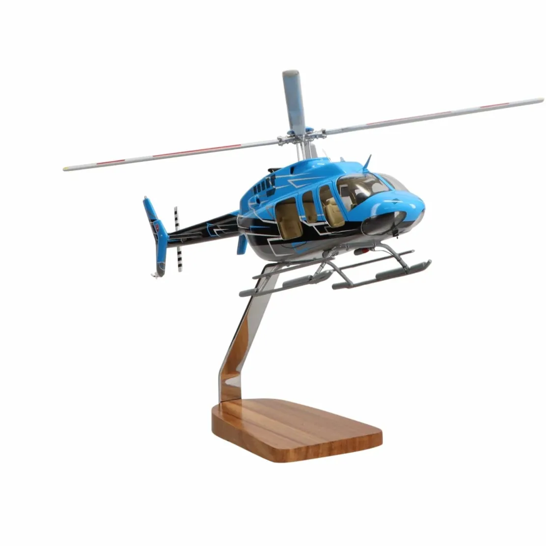 Bell 407 Clear Canopy Large Mahogany Model