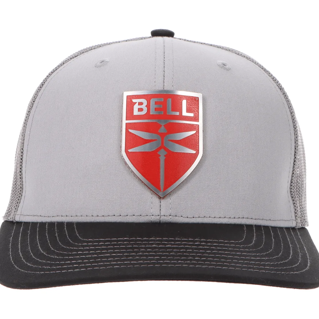 Bell Modern Logo Richardson 112 Heritage Trucker Hat - Steel/Red