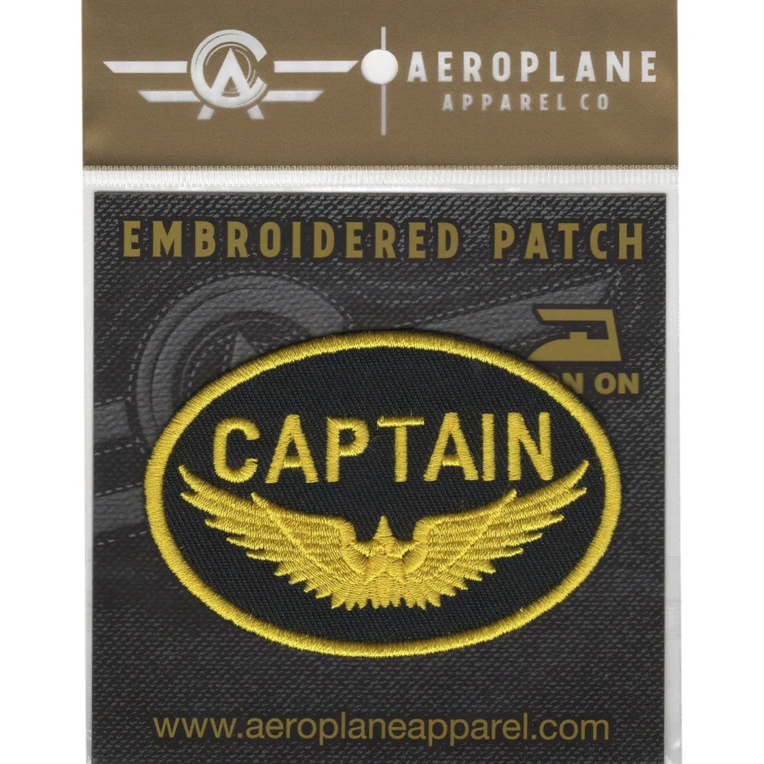 Captain Gold Wings Iron-On Patch by Aeroplane Apparel Co.