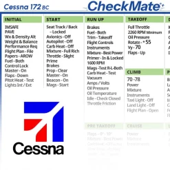 Cessna 172 BC Checkmate+ Standard Size Comprehensive Pilot Checklist (Modernized and Updated)