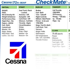 Cessna 172 N 180 Fixed Pitch Checkmate+ Standard Size Comprehensive Pilot Checklist (Modernized and Updated)