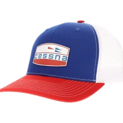 Cessna 70's Crest Logo Richardson 112 Velocity Trucker Hat - Red/White/Blue