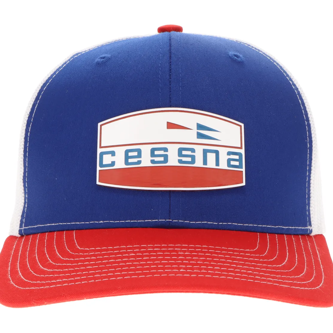 Cessna 70's Crest Logo Richardson 112 Velocity Trucker Hat - Red/White/Blue