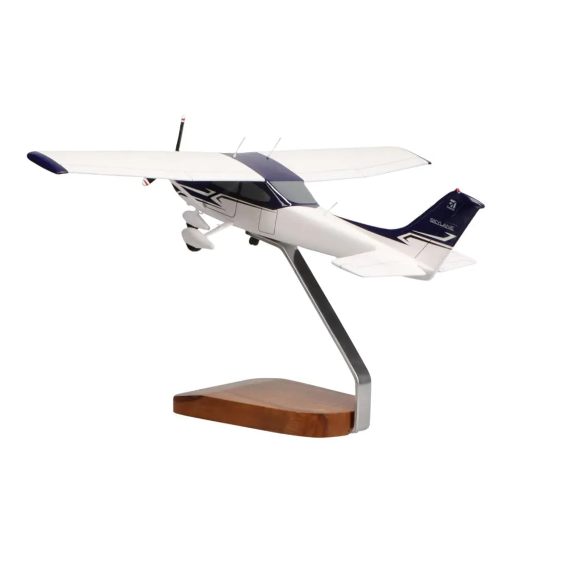Cessna 182 Skylane (Blue & White) Large Mahogany Model