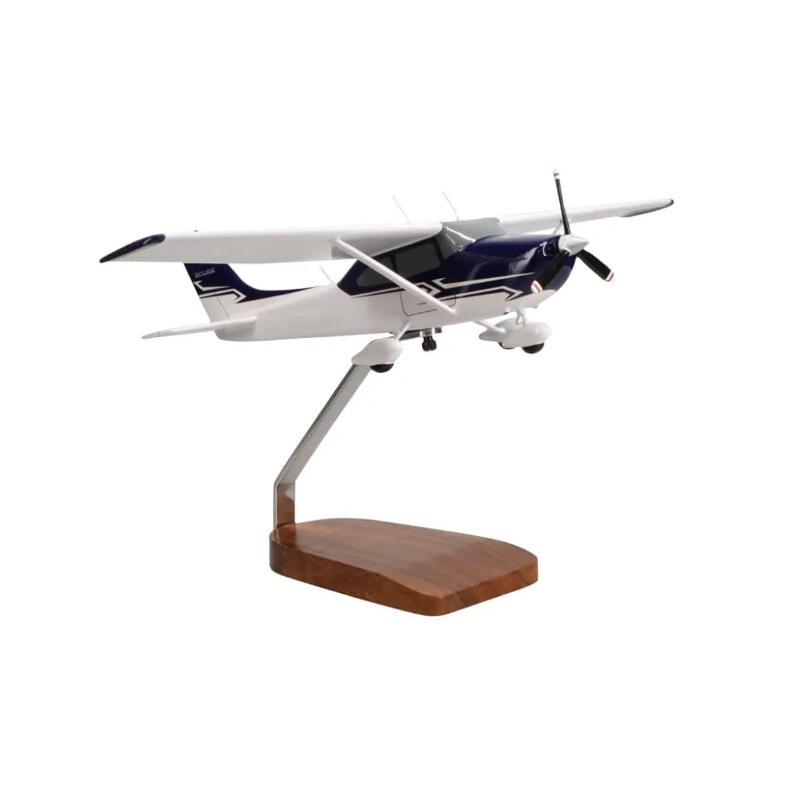 Cessna 182 Skylane (Blue & White) Large Mahogany Model