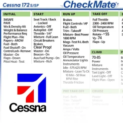 Cessna 172 S-SP Checkmate+ Standard Size Comprehensive Pilot Checklist (Modernized and Updated)