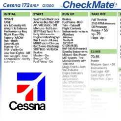 Cessna 172 S-SP G1000 Checkmate+ Standard Size Comprehensive Pilot Checklist (Modernized and Updated)