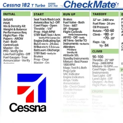 Cessna 182 T Turbo G1000 GFC700 Checkmate+ Standard Size Comprehensive Pilot Checklist (Modernized and Updated)