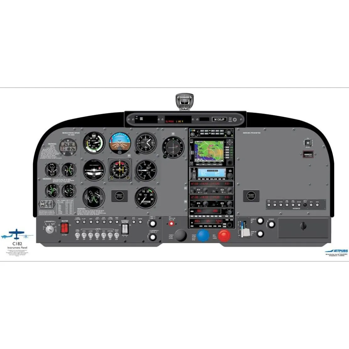 Cessna 18" x 36" Cockpit Posters for Pilot Training