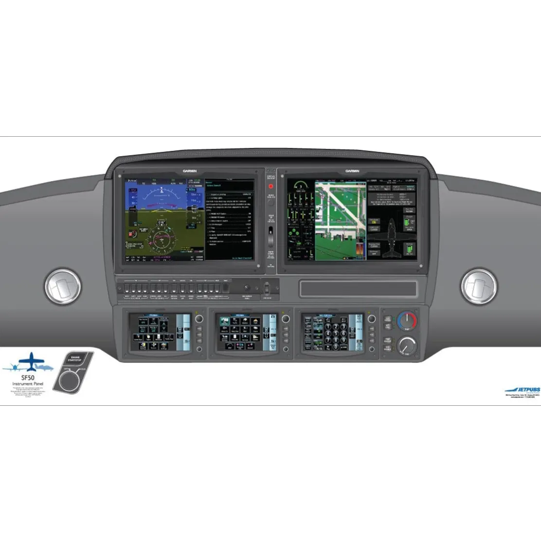 Cirrus 18" x 36" Cockpit Posters for Pilot Training