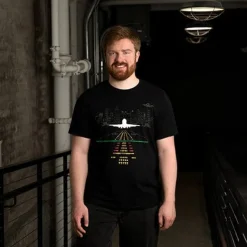 City Skyline Reflective Runway Aviation T-Shirt by Aeroplane Apparel Co.