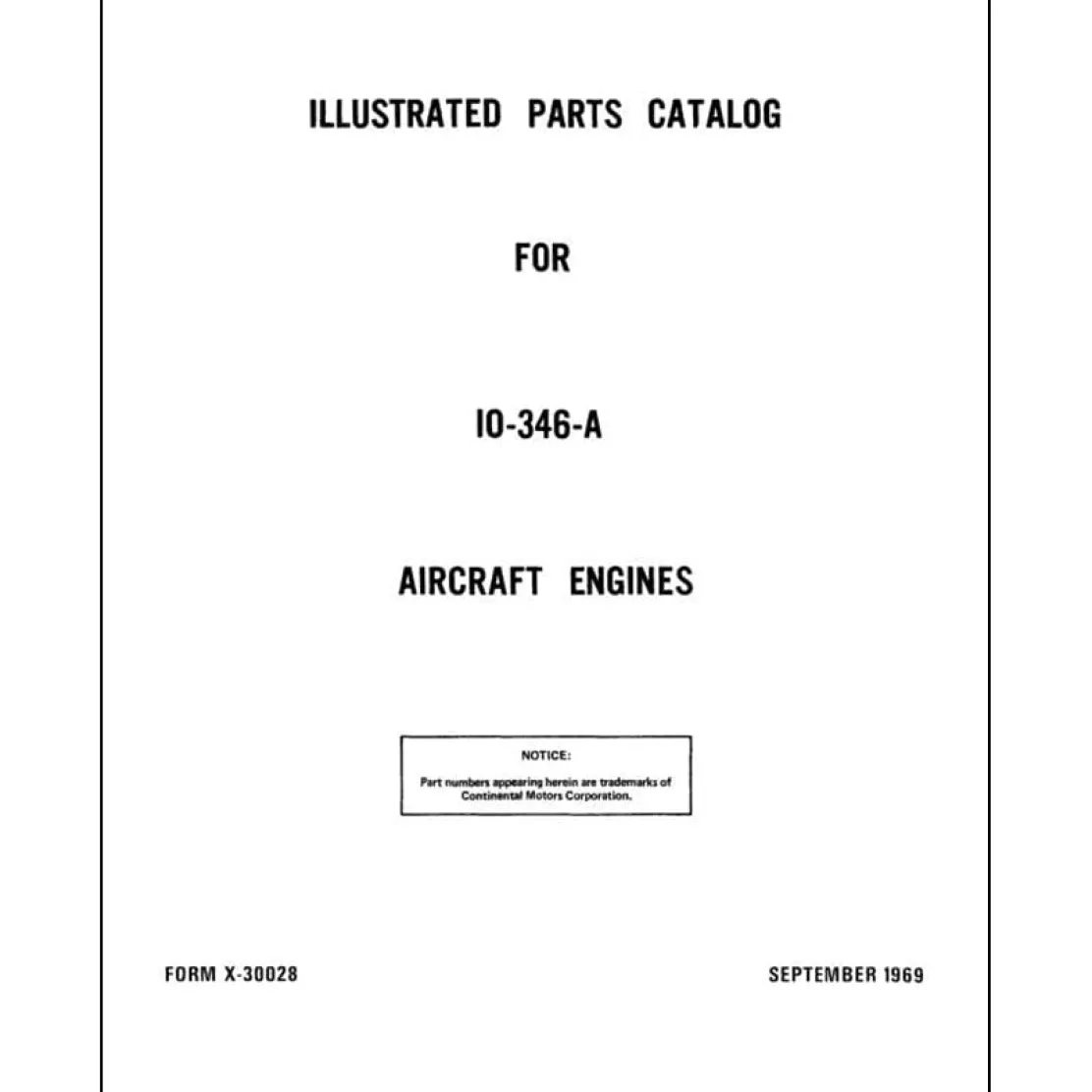 Continental IO-346-A Engine Parts Manual (COIO-346A-69-PC)