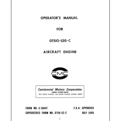 Continental Series GTSIO-520-C Operator's Manual 1968 (X-30047)