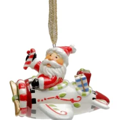 Cosmos Gifts I Believe: Whimsical Santa Airplane Christmas Ornament