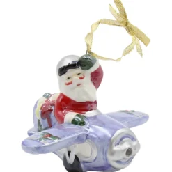 Cosmos Gifts Santa Expres: Hand-Painted Santa Airplane Ornament