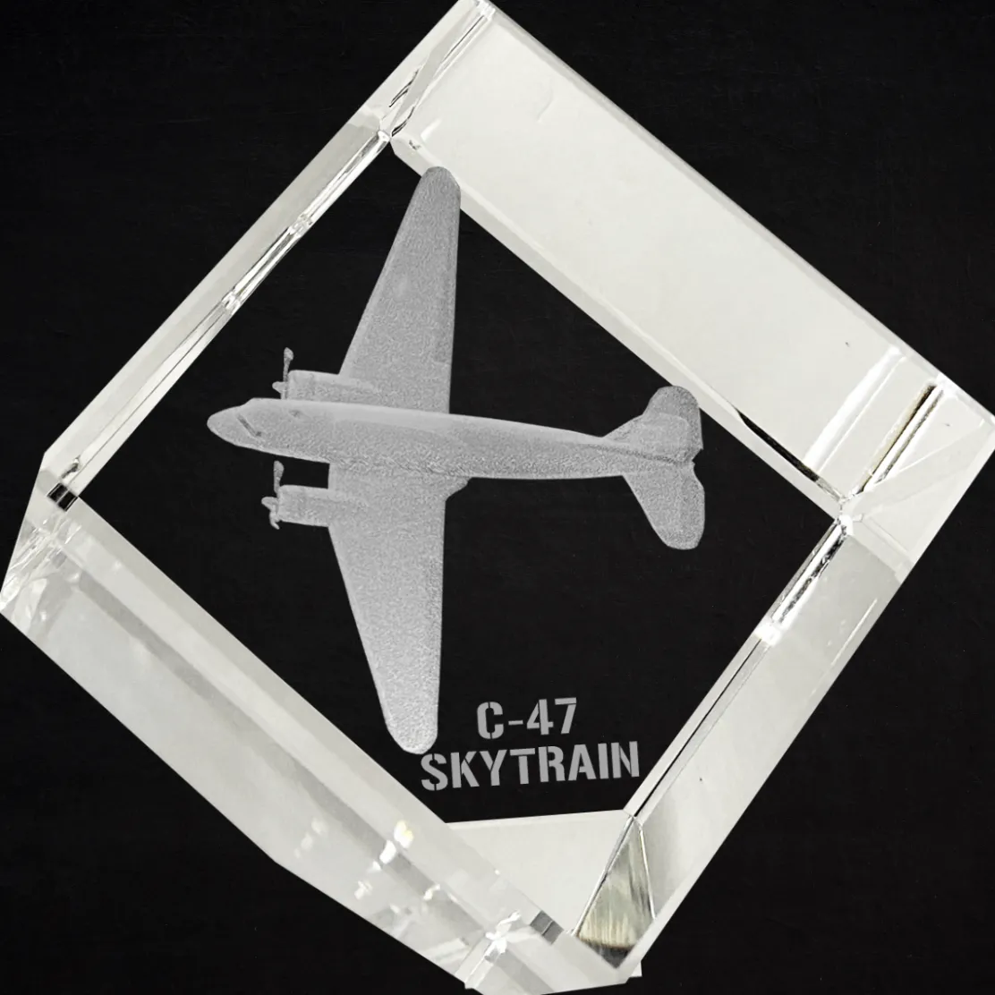 C-47 Skytrain 3D Diamond Cube by Etched Memory