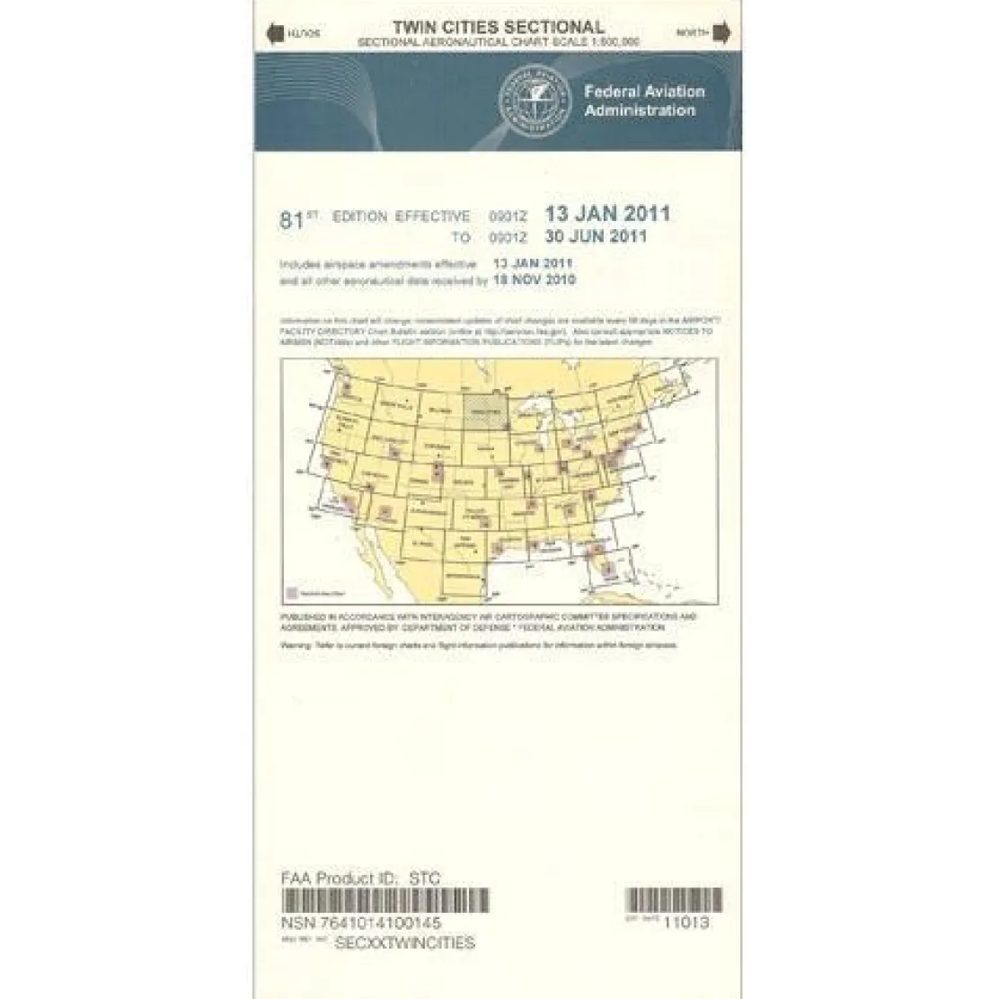 FAA Twin Cities VFR Sectional Aeronautical Chart - 07/09/26 thru 09/03/26