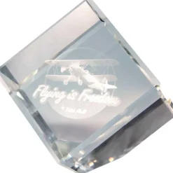 Flying is Freedom Stearman Crystal Sculpture - Aviation Desk Art