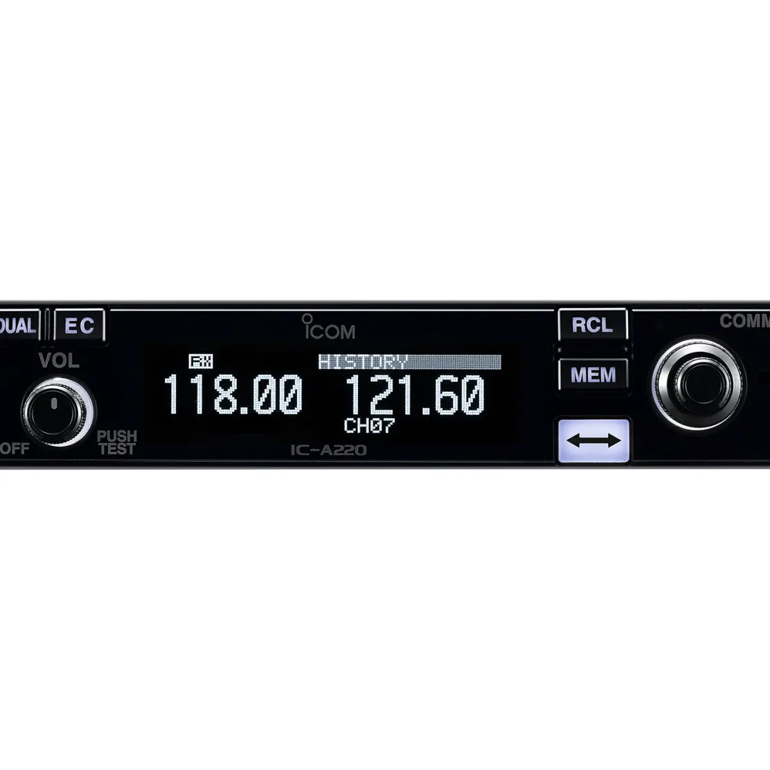Icom A220T TSO'd Panel Mount VHF Air Band Transceiver with OLED Display (8.33/25 kHz)