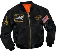 Kids Bomber Flight Jacket With Patches