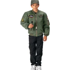 Kids Bomber Flight Jacket With Patches