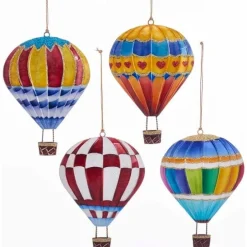 Kurt Adler Whimsical Hot Air Balloon Ornaments Set