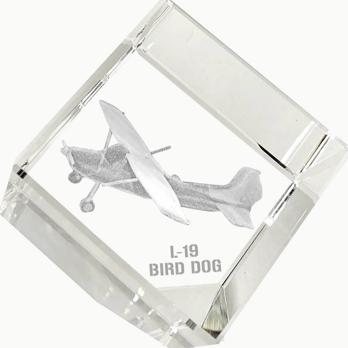 L-19 Bird Dog 3D Diamond Cube by Etched Memory