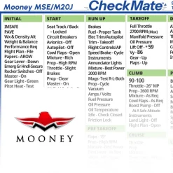 Mooney M20J MSE Checkmate+ Standard Size Comprehensive Pilot Checklist (Modernized and Updated)