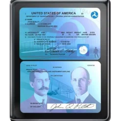 Personalized FAA License Plaque Front and Back Black Piano Finish