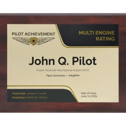 Personalized Multi Engine Rating Wings Achievement 9 x 12 Plaque