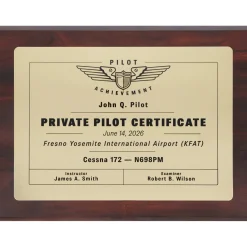 Personalized Pilot Traditional Achievement 9 x 12 Plaque