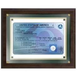 Personalized Wright Brothers FAA License Plaque Framed Parchment