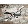 Pilot Toys Grey Handcrafted Vintage Biplane Metal Wood Wall Art