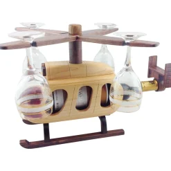 Pilot Toys Helicopter Wine Glass and Bottle Holder Display