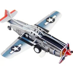 Pilot Toys Interactive P-51 Wind-Up & Race 3D Airplane Puzzle Kit