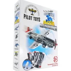 Pilot Toys Interactive P-51 Wind-Up & Race 3D Airplane Puzzle Kit