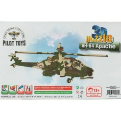 Pilot Toys Premium AH-64 Apache Military 3D Puzzle: STEM Aviation Adventure