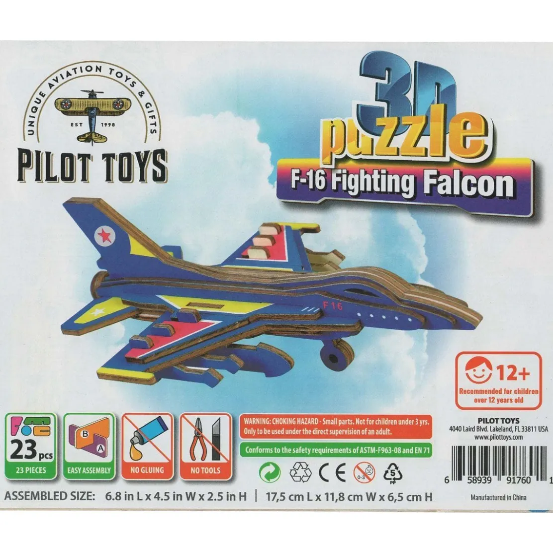 Pilot Toys Premium F-16 3D Puzzle: STEM Aviation Adventure